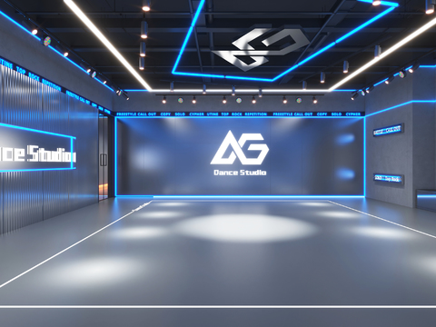  街舞培训 舞蹈教室 舞房3d模型 