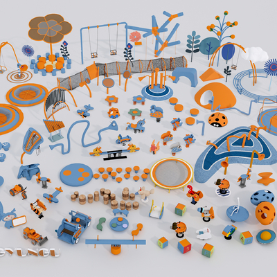  儿童器材 游乐设备 公园设备su模型 