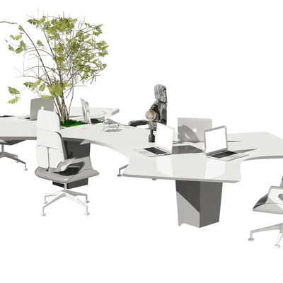  现代屏风卡位su模型 