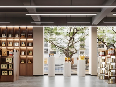  新中式茶叶店su模型 