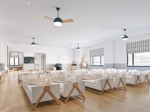  现代幼儿园午休室3d模型 