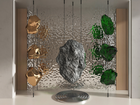  石头装置 悬挂石头3d模型 