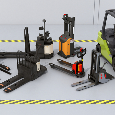  叉车 拖板车 搬运车 地牛su模型 