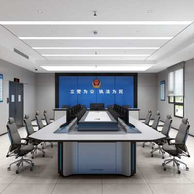  指挥中心 监控室 公安作战室su模型 