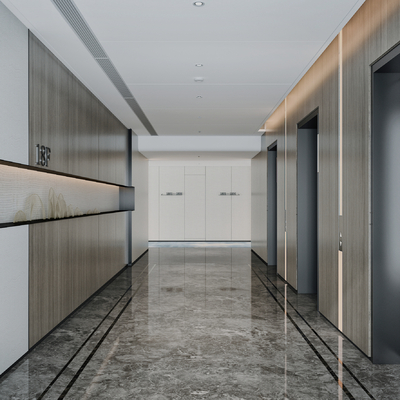  现代电梯走廊su模型 