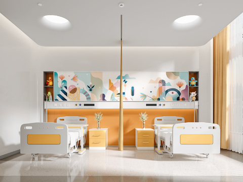  现代医院儿童病房3d模型 