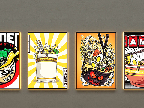  拉面主题装饰灯箱设计3d模型下载 面馆广告灯箱 动漫元素餐饮灯箱定制 