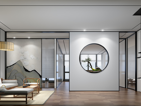  新中式会所茶室3D模型 