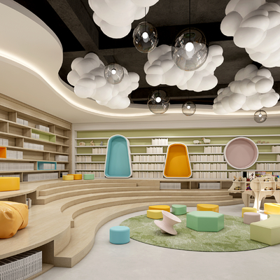  儿童图书馆su模型 