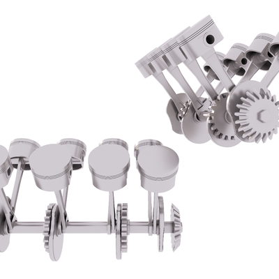 曲轴活塞 发动机配件su模型