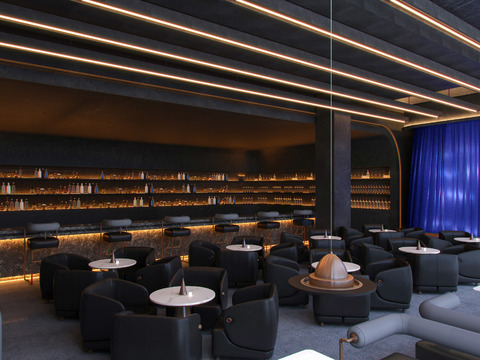  现代清吧酒吧3d模型 