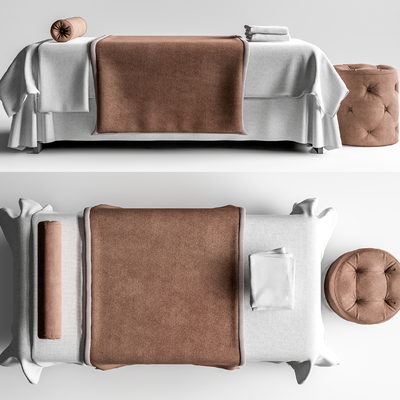  现代SPA按摩床 美容床su模型 