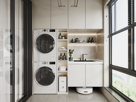  生活阳台 洗衣房3d模型 