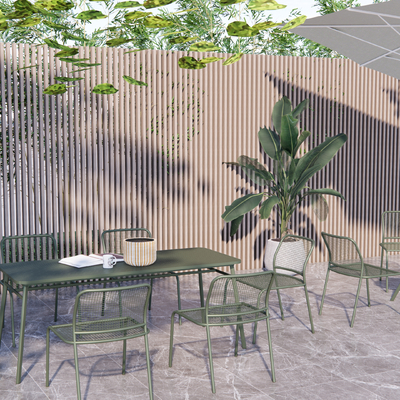  北欧铁艺户外桌椅su模型 