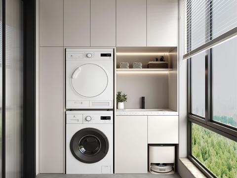  生活阳台 洗衣房3d模型 