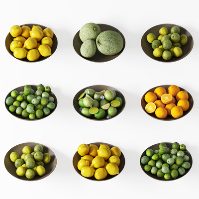  现代水果 果盘su模型 