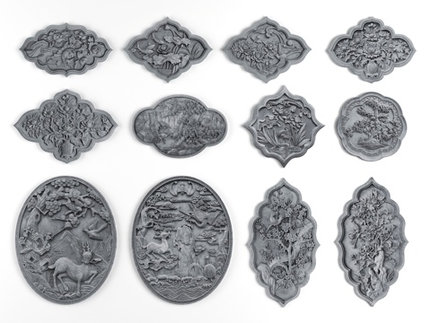  浮雕 砖雕 石雕su模型 