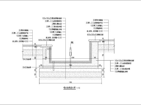  喷水池断面cad大样图 