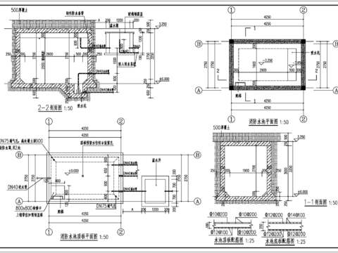  消防水池cad施工图 