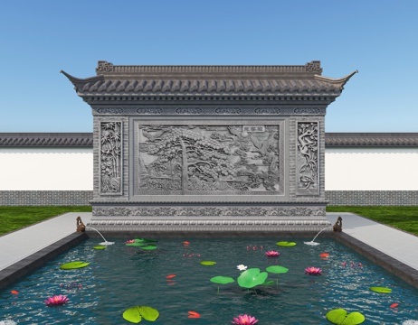 影壁 照壁 景墙su模型