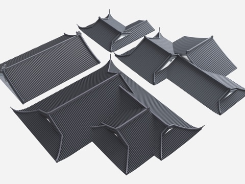  屋檐 飞檐 屋顶su模型 