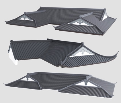  屋檐 飞檐 屋顶su模型 