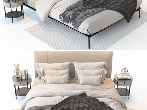  意大利 Meridiani Scott 双人床3d模型 