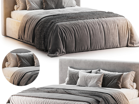  Meridiani 双人床3d模型 