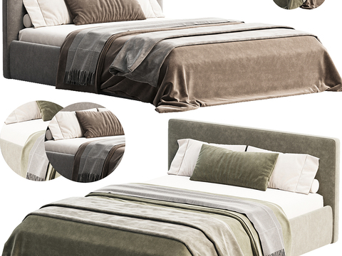  Meridiani 现代双人床3d模型 