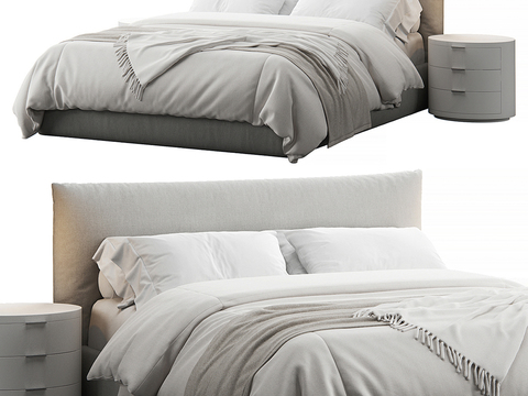  Meridiani 布艺双人床3d模型 