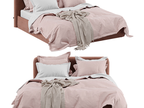  Meridiani 现代布艺双人床3d模型 