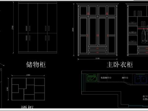  柜体衣柜cad图库 