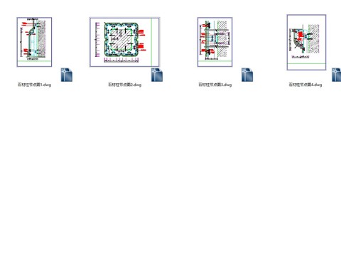  5个石材柱节点大样 