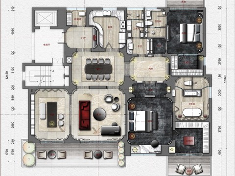  大户型 家居 住宅cad平面图 