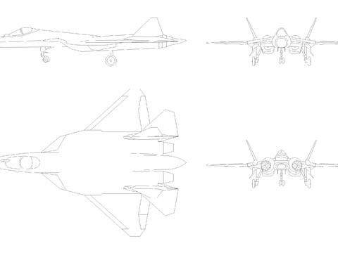  苏57战斗机cad平面图 