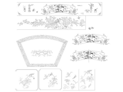  中式雕花素材cad图库 