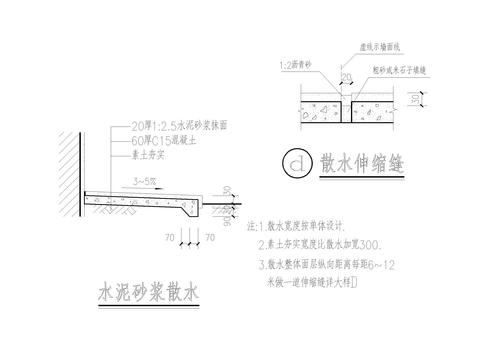  水泥砂浆散水节点大样 