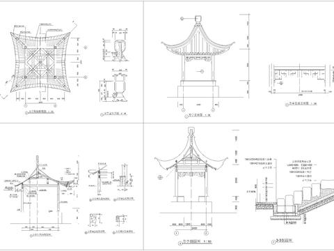  仿古方亭施工图 