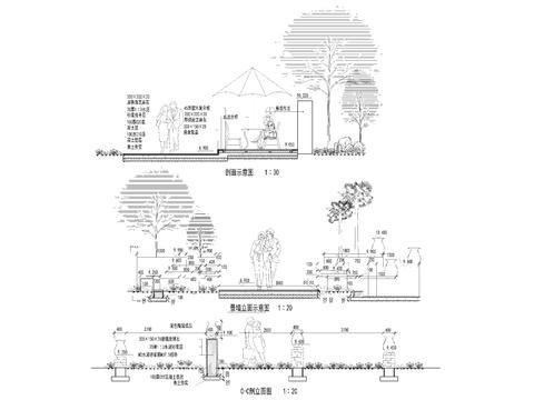  景墙立面剖cad大样图 