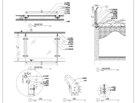  标准段钢化玻璃栏杆 节点大样图 