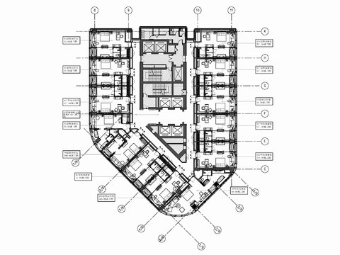  4-23F客房平面 客房 豪華套房 套房 大床房 標準cad施工圖 