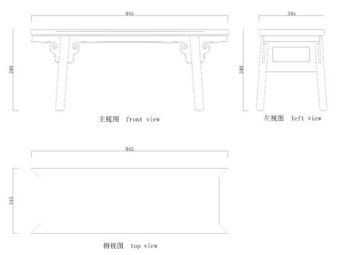  中式长凳cad图库 