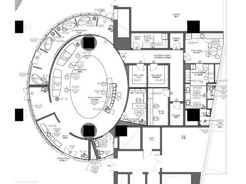  水疗SPA接待+后勤+理疗室cad施工图 