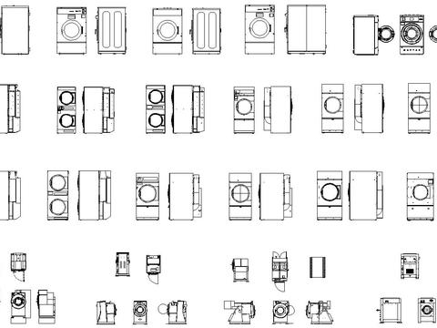  洗衣机干洗设备cad图库 