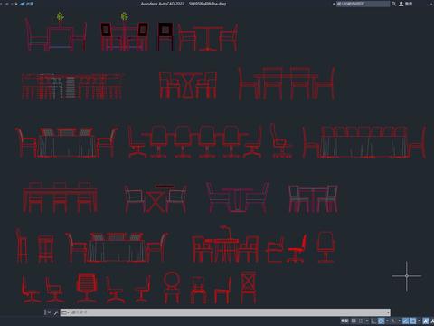  CAD立面餐桌椅cad图库 