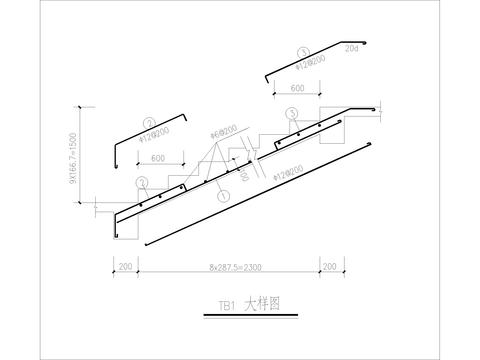  B2型板梯CAD节点大样 