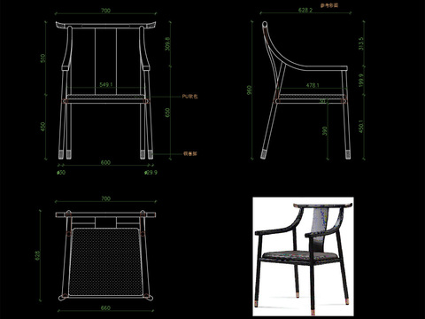  新中式椅子cad图库 