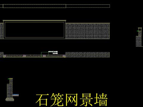  石籠網(wǎng)景墻cad圖庫 