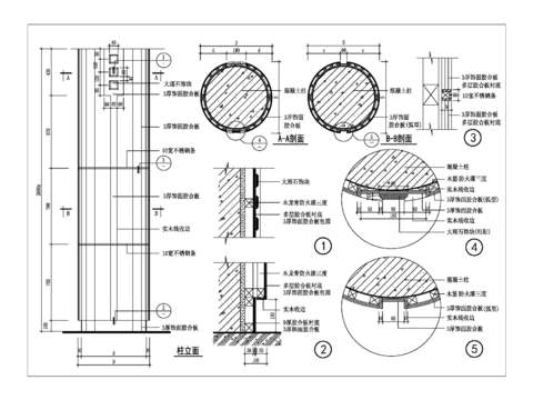  饰面板装饰柱详图CAD施工图 