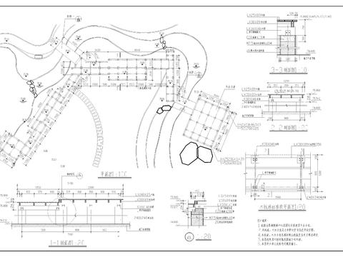  木棧道  觀景橋cad施工圖 